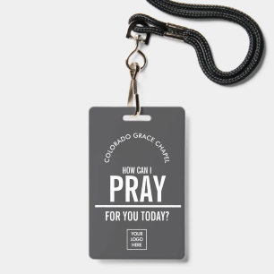 Charcoal prayer church volunteer badge with logo ID badge