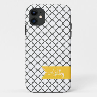 Charcoal Quatre Foil with Custom Monogram Ribbon Case-Mate iPhone Case
