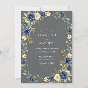 Charcoal Refined Winter Wedding Invitation