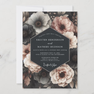 Charcoal Rose Nocturne Wedding Invitation