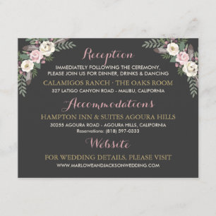 Charcoal Rose Pink Floral Details Enclosure Card