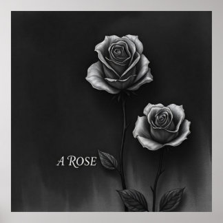 Charcoal roses in a classic artistic style poster