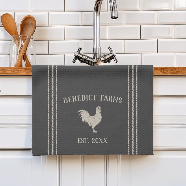 Charcoal Rustic Personalised Farm Name Tea Towel (Creator Uploaded)