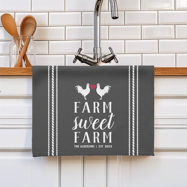 Charcoal Rustic Personalised Farm Sweet Farm Tea Towel (Creator Uploaded)