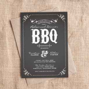 Charcoal Rustic Rehearsal Dinner BBQ Invitation