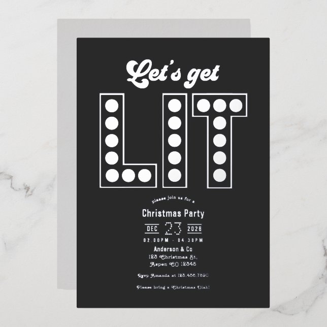 Charcoal Shine Let's Get Lit Retro Christmas Party (Front/Back)