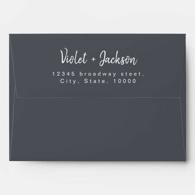 Charcoal simple handwritten script return address envelope (Back (Top Flap))