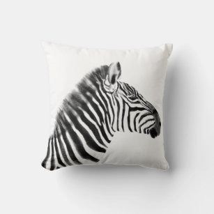 Charcoal Sketch Zebra Cushion