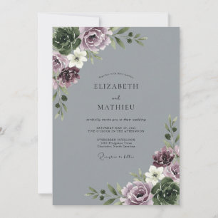 Charcoal Sophisticated Winter Wedding Invitation