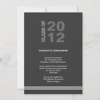 Charcoal sport stripe graduation class invitation