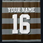 Charcoal Sports Jersey Preppy Stripe Shower Curtain<br><div class="desc">Preppy Striped Team Jersey / Sports Jersey / Football Jersey / Rugby Jersey with Custom Name Customise this with your own name or team name and a number. You can change the size, colour and placement of the text if you need to make changes, change the colour of or remove...</div>