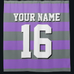 Charcoal Sports Jersey Preppy Stripe Shower Curtain<br><div class="desc">Preppy Striped Team Jersey / Sports Jersey / Football Jersey / Rugby Jersey with Custom Name Customise this with your own name or team name and a number. You can change the size, colour and placement of the text if you need to make changes, change the colour of or remove...</div>