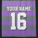 Charcoal Sports Jersey Preppy Stripe Shower Curtain<br><div class="desc">Preppy Striped Team Jersey / Sports Jersey / Football Jersey / Rugby Jersey with Custom Name Customise this with your own name or team name and a number. You can change the size, colour and placement of the text if you need to make changes, change the colour of or remove...</div>