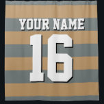 Charcoal Sports Jersey Preppy Stripe Shower Curtain<br><div class="desc">Preppy Striped Team Jersey / Sports Jersey / Football Jersey / Rugby Jersey with Custom Name Customise this with your own name or team name and a number. You can change the size, colour and placement of the text if you need to make changes, change the colour of or remove...</div>