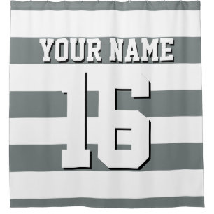 Charcoal Sports Jersey Preppy Stripe Shower Curtain