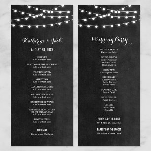 Charcoal String Lights Wedding Program Programme