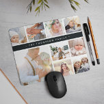 Charcoal Stripe Photo Collage Mouse Pad<br><div class="desc">Chic photo collage mousepad displays nine favourite photos in a square format,  with your family name,  business name or choice of personalisation displayed on a thin band of rich charcoal off-black.</div>
