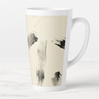 Charcoal Strokes Pattern | Minimal Beige Abstract Latte Mug