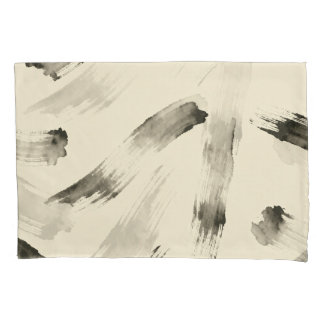 Charcoal Strokes Pattern | Minimal Beige Abstract Pillowcase