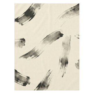 Charcoal Strokes Pattern | Minimal Beige Abstract Tablecloth