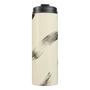 Charcoal Strokes Pattern Minimal Beige Abstract Thermal Tumbler
