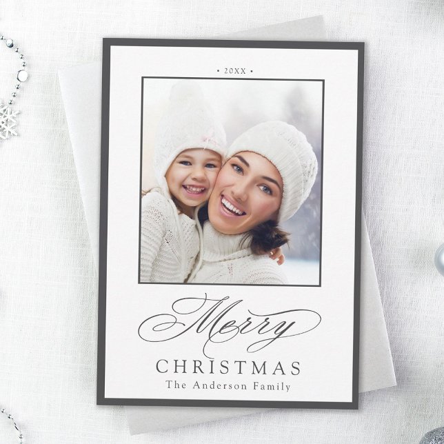 Charcoal Stylish Merry Christmas Photo Holiday (Creator Uploaded)