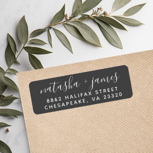 Charcoal Stylish Script Wedding Return Address