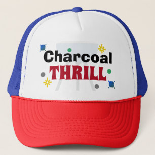 Charcoal Thrill Multicolored Abstract Text Trucker Hat