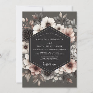 Charcoal Umbral Bloom Wedding Invitation