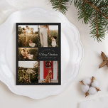 Charcoal Very Merry Christmas Five Photo Collage Holiday Card<br><div class="desc">This Charcoal Very Merry Christmas Five Photo Collage Holiday Card design features a sophisticated dark grey backdrop with a blend of simple ivory lettering and classic calligraphy paired with a minimalist boho styling that strikes a perfect balance between clean modern subtlety and vintage elegance. This charming design is a lovely...</div>