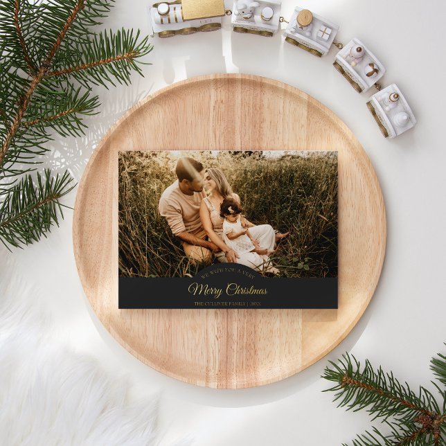 Charcoal Very Merry Christmas Four Photo Landscape (Creator Uploaded)