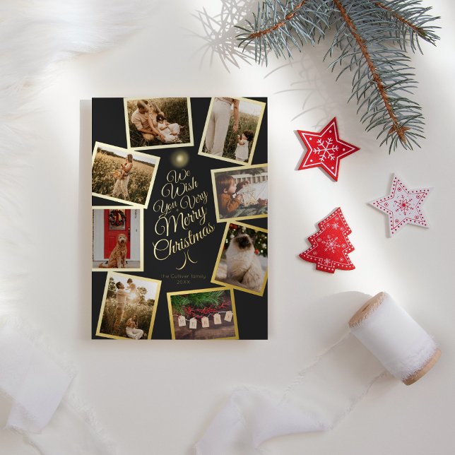 Charcoal Very Merry Christmas Tree Photo Collage (Creator Uploaded)