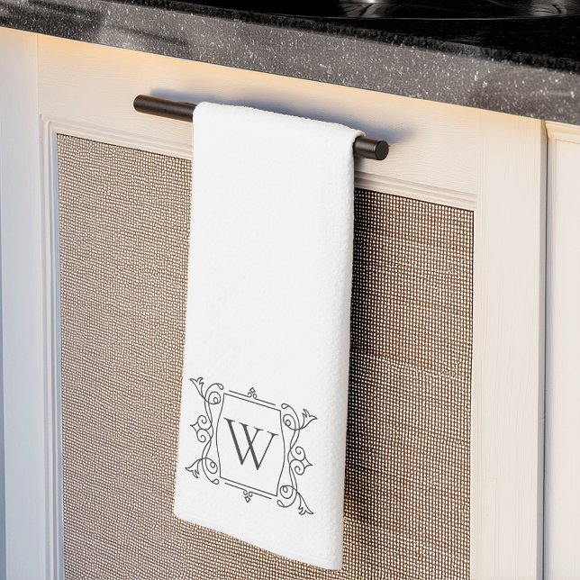 Charcoal | Vintage Frame Monogram Tea Towel (Creator Uploaded)