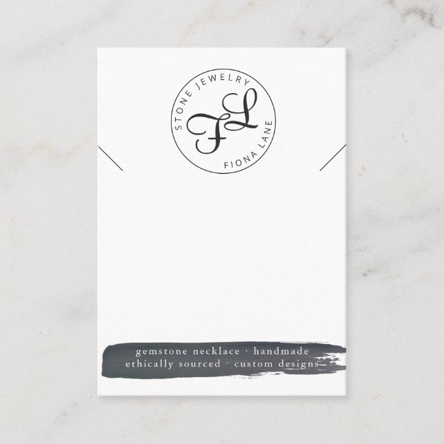 Charcoal Watercolor Necklace Display Card (Front)