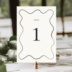 Charcoal Wavy Border Wedding Table Number