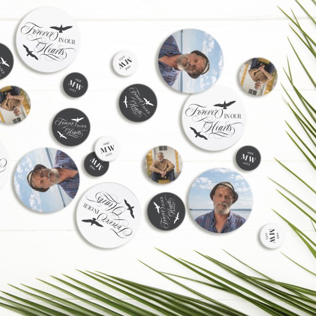 Charcoal White Birds Forever In Our Hearts Funeral Confetti (Creator Uploaded)