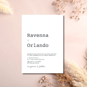Charcoal & White Minimalist Elegant Modern Wedding Invitation
