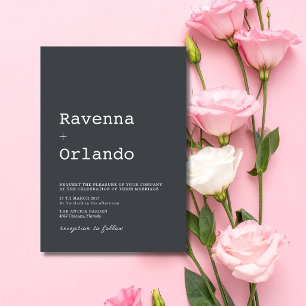 Charcoal & White Minimalist Elegant Modern Wedding Invitation
