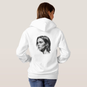 Charcoal Woman Portrait Black and White Art Hoodie