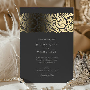 Charcoral Gold Floral Wedding