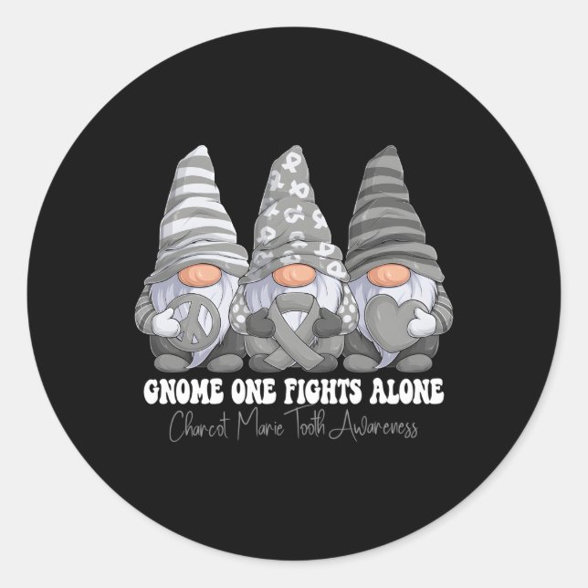 Charcot Marie Tooth Awareness Month Grey Ribbon Gn Classic Round Sticker (Front)