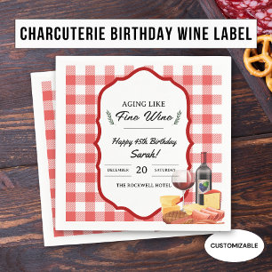 Charcuterie and Wine Party Picnic Birthday Napkin