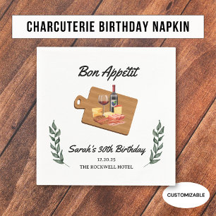Charcuterie and Wine Picnic Birthday Party Napkin