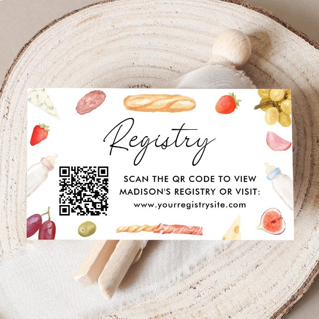 Charcuterie Baby Registry QR Code Enclosure Card (Creator Uploaded)