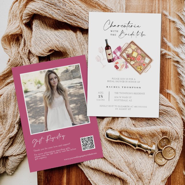 Charcuterie Board Bridal Shower QR Code Photo Invitation (Creator Uploaded)