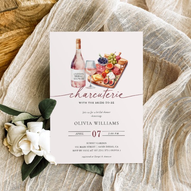 Charcuterie Board & Wine Bridal Shower Invitation (Creator Uploaded)