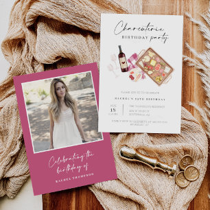 Charcuterie Board Wine Cheese Birthday Party Photo Invitation