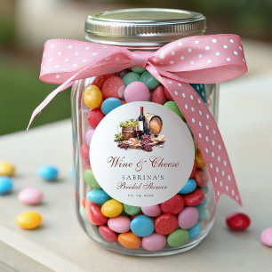 Charcuterie Board Wine & Cheese Bridal Shower Classic Round Sticker