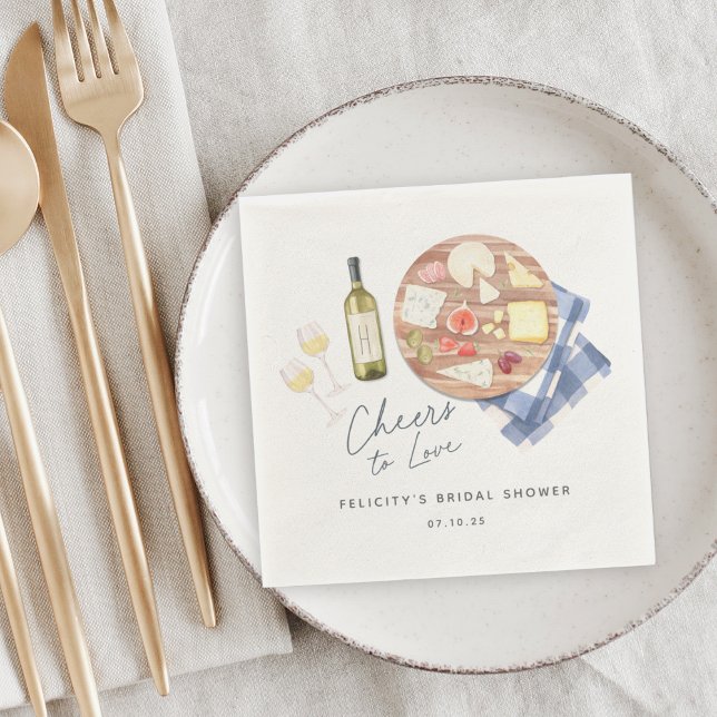 Charcuterie Board Wine & Cheese Cheers to Love Napkin (Creator Uploaded)