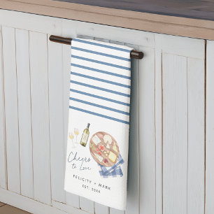 Charcuterie Board Wine & Cheese Cheers to Love Tea Towel